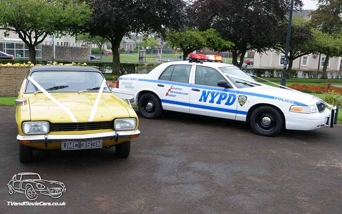 TV Film Movie Action Vehicle Scotland Ford Capri Mk1 2000 GT 1973 with NYPD Police Car