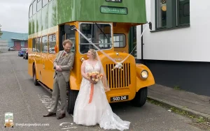 Daimler Alexander Glasgow Corporation Double Decker Bus Weddings Botanic Gardens Bride Front