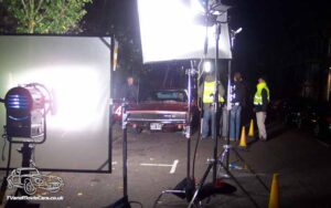 TV Film Movie Action Vehicle Scotland USA Car Dodge Charger (1968) On Set Night