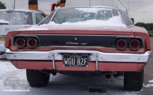 TV Film Movie Action Vehicle Scotland USA Car Dodge Charger (1968) Rear On Set