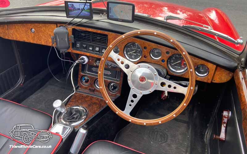 TV Film Movie Action Vehicle Scotland UK Cars MGB Roadster Interior Dashboard