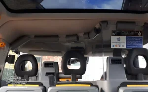 TV Film Movie Action Vehicle Scotland 2019 LEVC TXE Taxi Essex Interior Cabin Sunroof