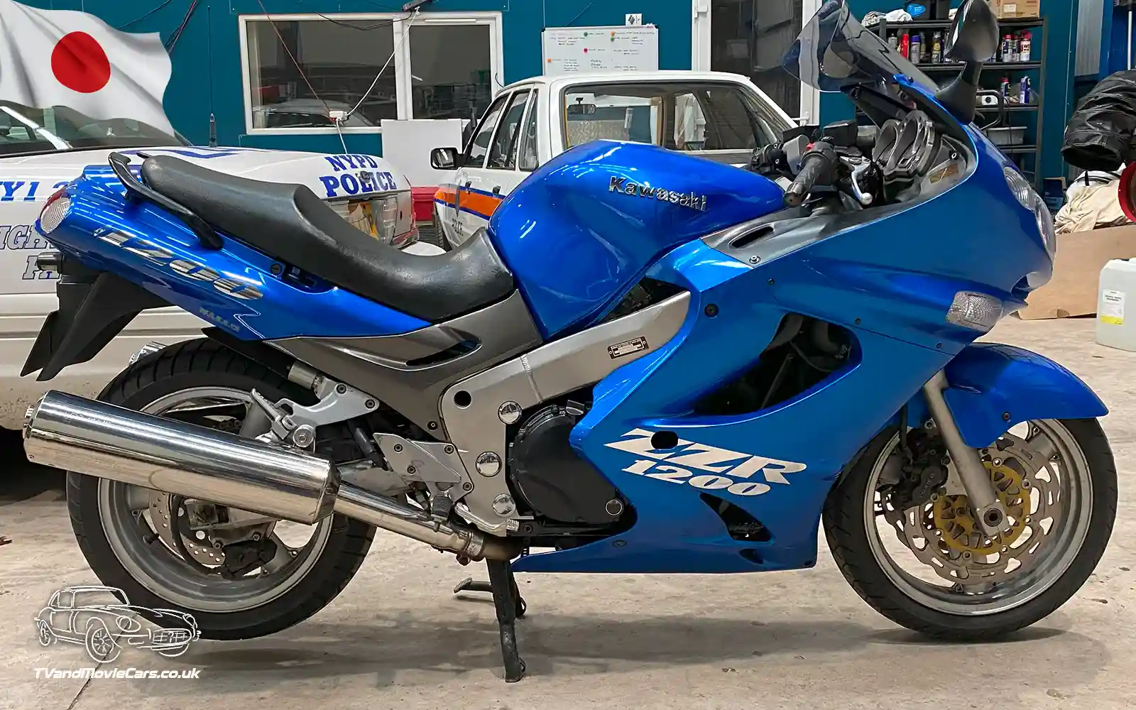 TV Film Movie Action Vehicles Scotland UK Motorcycle Kawasaki ZZR 1200 2002 with decals