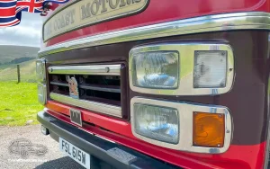 TV Movie Film Vehicles Wedding Event Hire Glasgow Scotland Plaxton 1980 Action Shot Front Headlamp CU