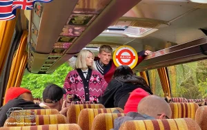TV Movie Film Vehicles Wedding Event Hire Glasgow Scotland Plaxton 1980 Action Shot Internal Bus Stop