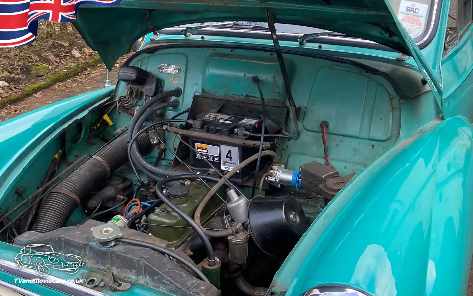 TV Film Movie Action Vehicles Scotland UK Car Morris Minor Traveller 1970 Engine