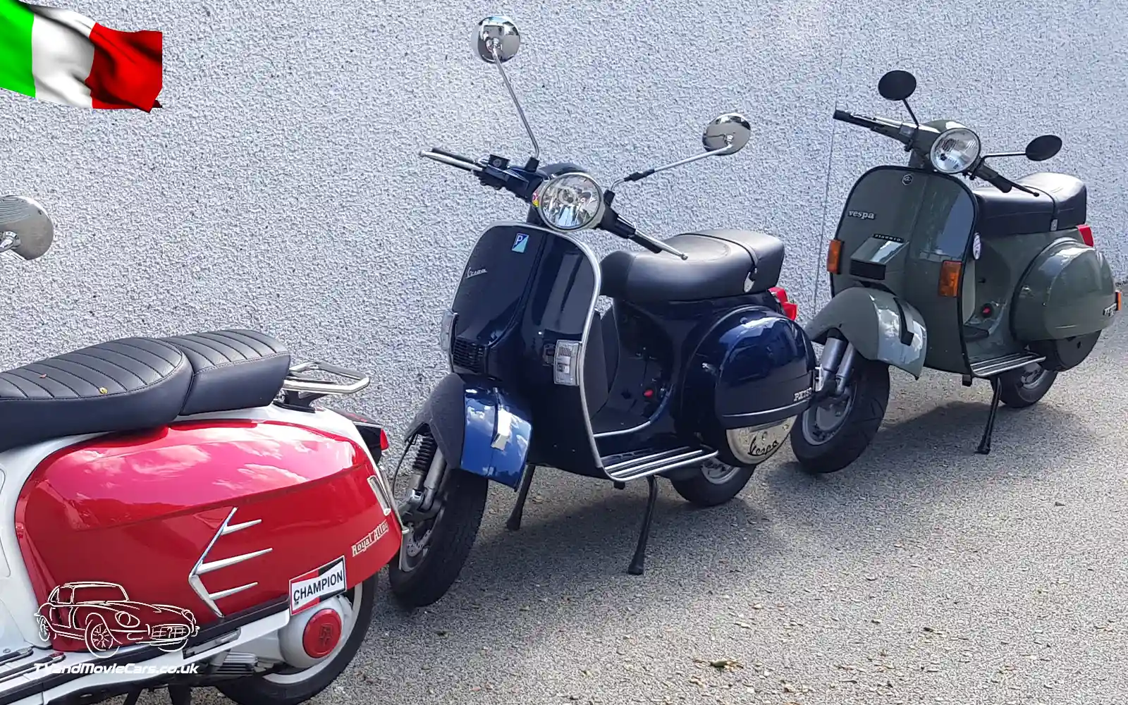 TV Film Movie Action Vehicles Scotland Italy Piaggio Vespa PX150 NS Front Group