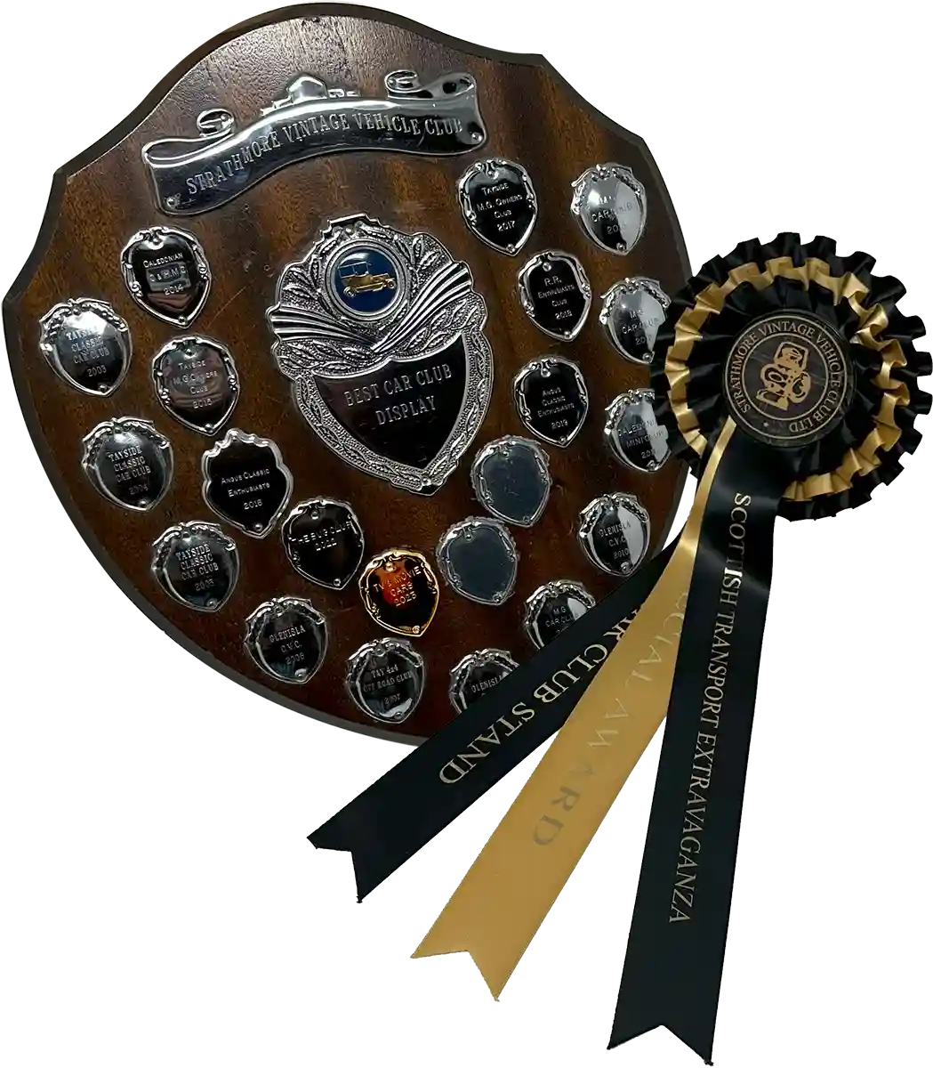 Strathmore Vintage Car Extravaganza Show Stand Winner Shield and Rosette