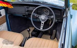 TV Film Movie Action Vehicles Scotland UK Electric Car VW Beetle Convertible 1972 Interior front dashboard