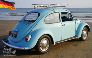 TV Film Movie Action Vehicles Scotland UK 1972 Volkswagen Beetle 1200 Rear OS Beach