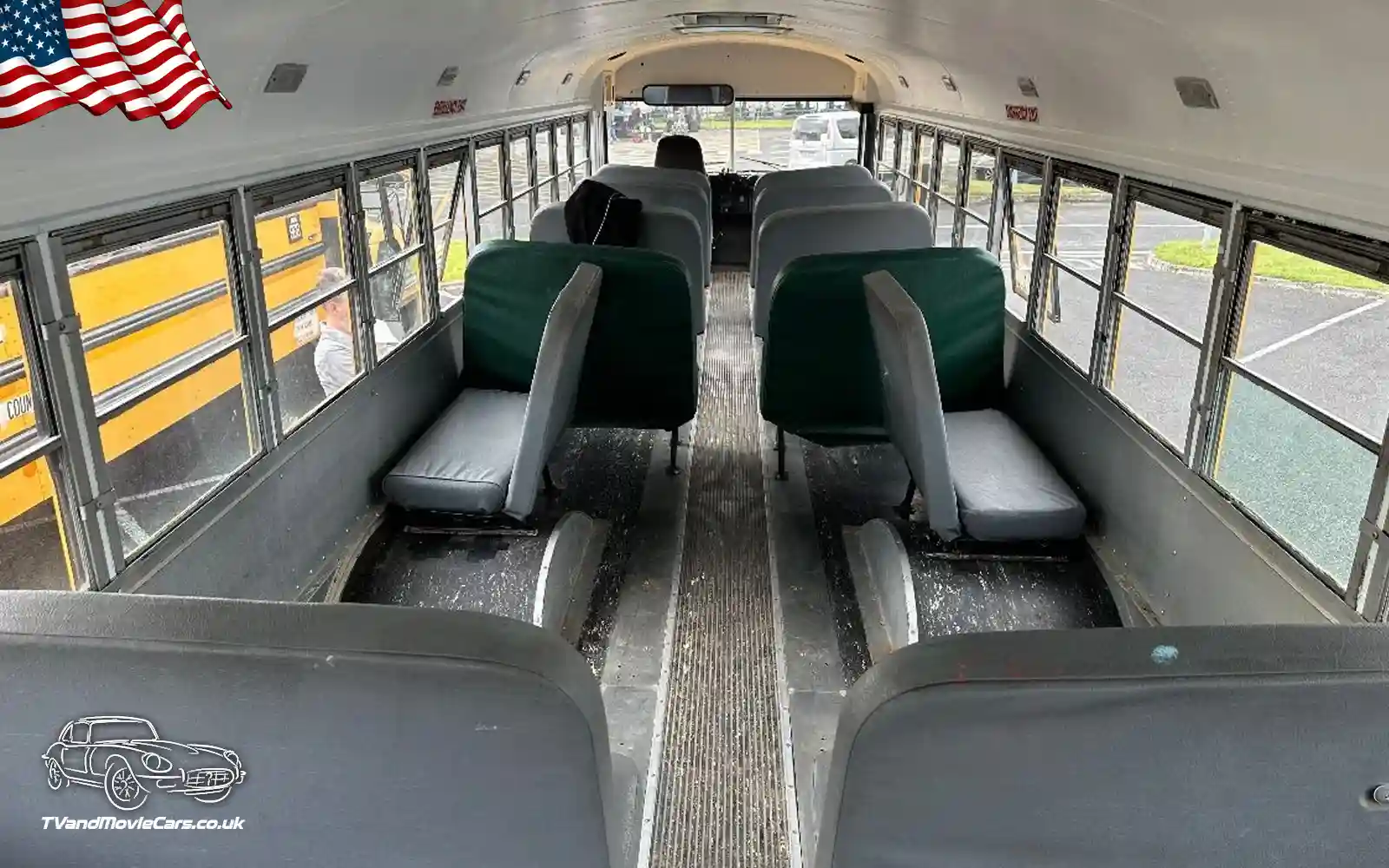 TV Film Movie Action Vehicles Scotland USA American International 3800 7.2L V8 School Bus 1997 - Interior to front