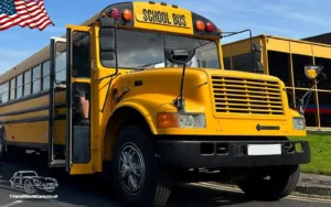 TV Film Movie Action Vehicles Scotland USA American International 3800 7.2L V8 School Bus 1997 - Front NS CU
