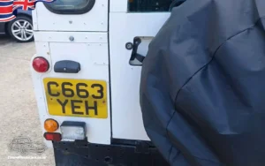 TV Film Movie Action Vehicles Scotland UK Land Rover 110 Defender Safari 4x4 1985 Rear NS CU