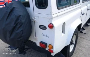 TV Film Movie Action Vehicles Scotland UK Land Rover 110 Defender Safari 4x4 1985 Rear OS CU